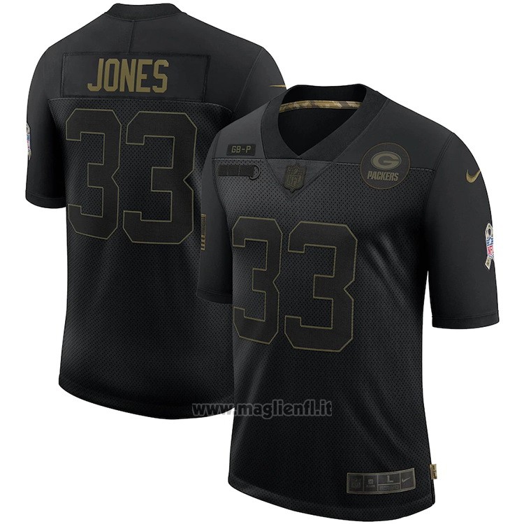 Maglia NFL Limited Green Bay Packers Jones 2020 Salute To Service Nero